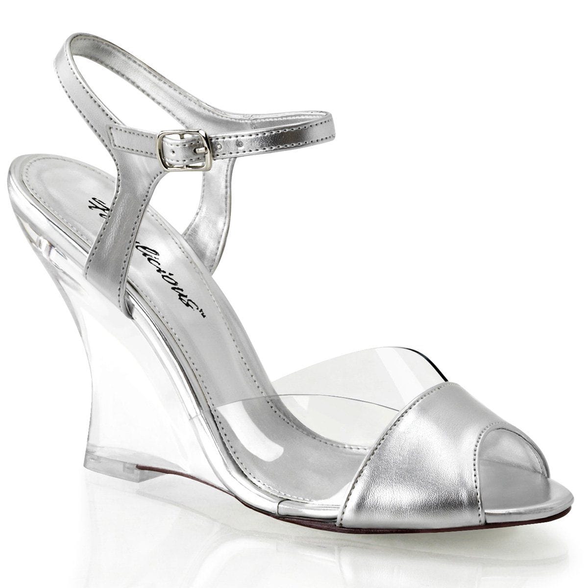 LOVELY-442 Clear-Silver Metallic Pu/Clear SALE Fabulicious US Size (Women's): 5