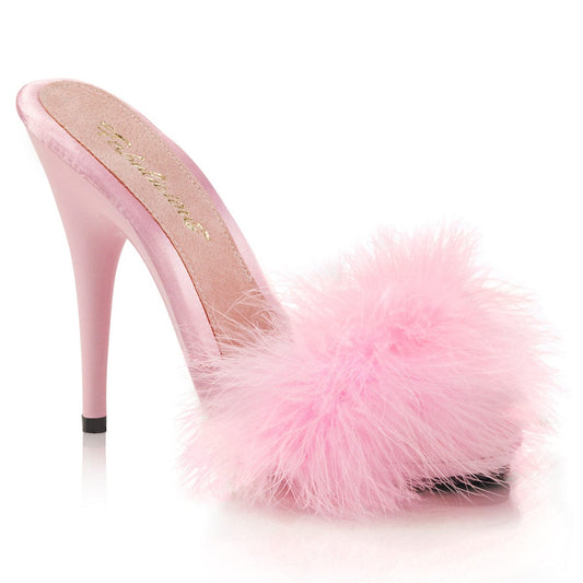 POISE-501F Baby Pink Satin-Marabou Fur/Baby Pink CURRENT Fabulicious US Size (Women's): 6