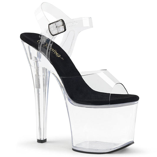 RADIANT-708 Clear-Black/Clear Platform Sandal Pleaser US Size (Women's): 5