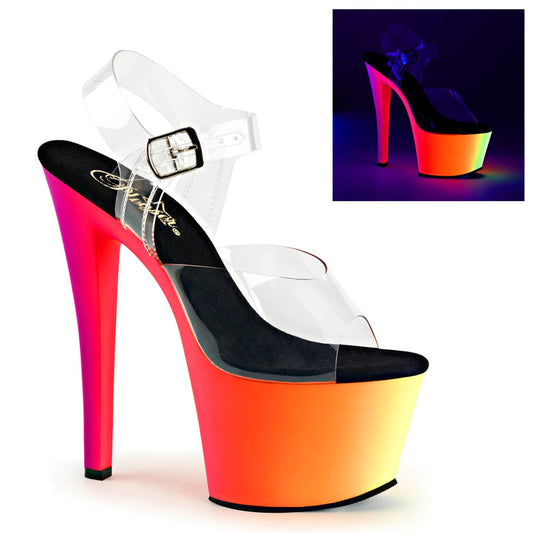 RAINBOW-308UV Clear/Neon Multi Platform Sandal Pleaser US Size (Women's): 5