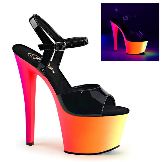 RAINBOW-309UV Black Patent/Neon Multi Platform Sandal Pleaser US Size (Women's): 5