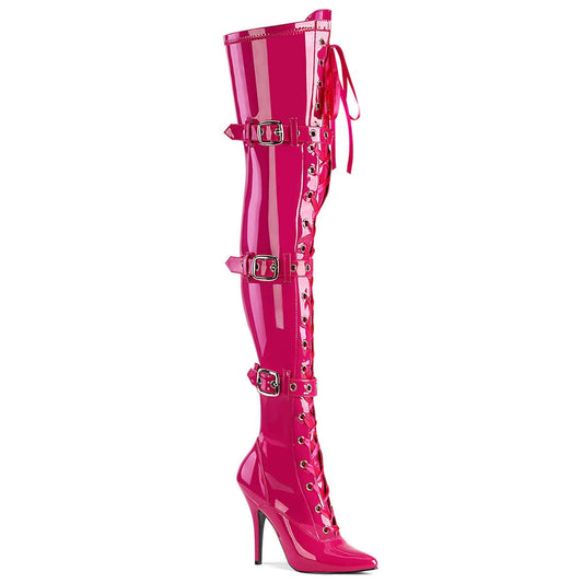 SEDUCE-3028 Hot Pink Stretch Patent Thigh Boot Pleaser US Size (Women's): 6