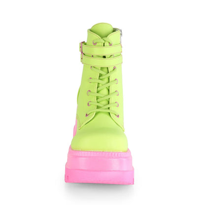 SHAKER-52 Lime Reflective Vegan Leather/Pink Boot Demonia US Size (Women's): 5