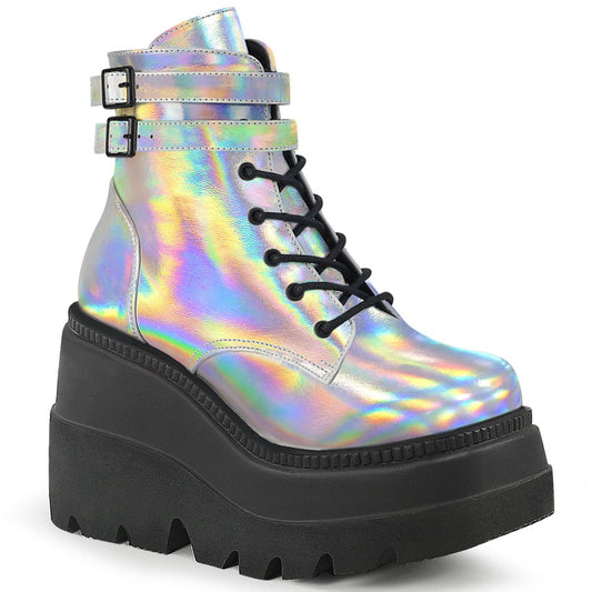 SHAKER-52 Silver Hologram Ankle Boot Demonia US Size (Women's): 5