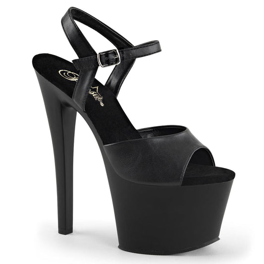 SKY-309 Black Faux Leather/Black Matte Platform Sandal Pleaser US Size (Women's): 5