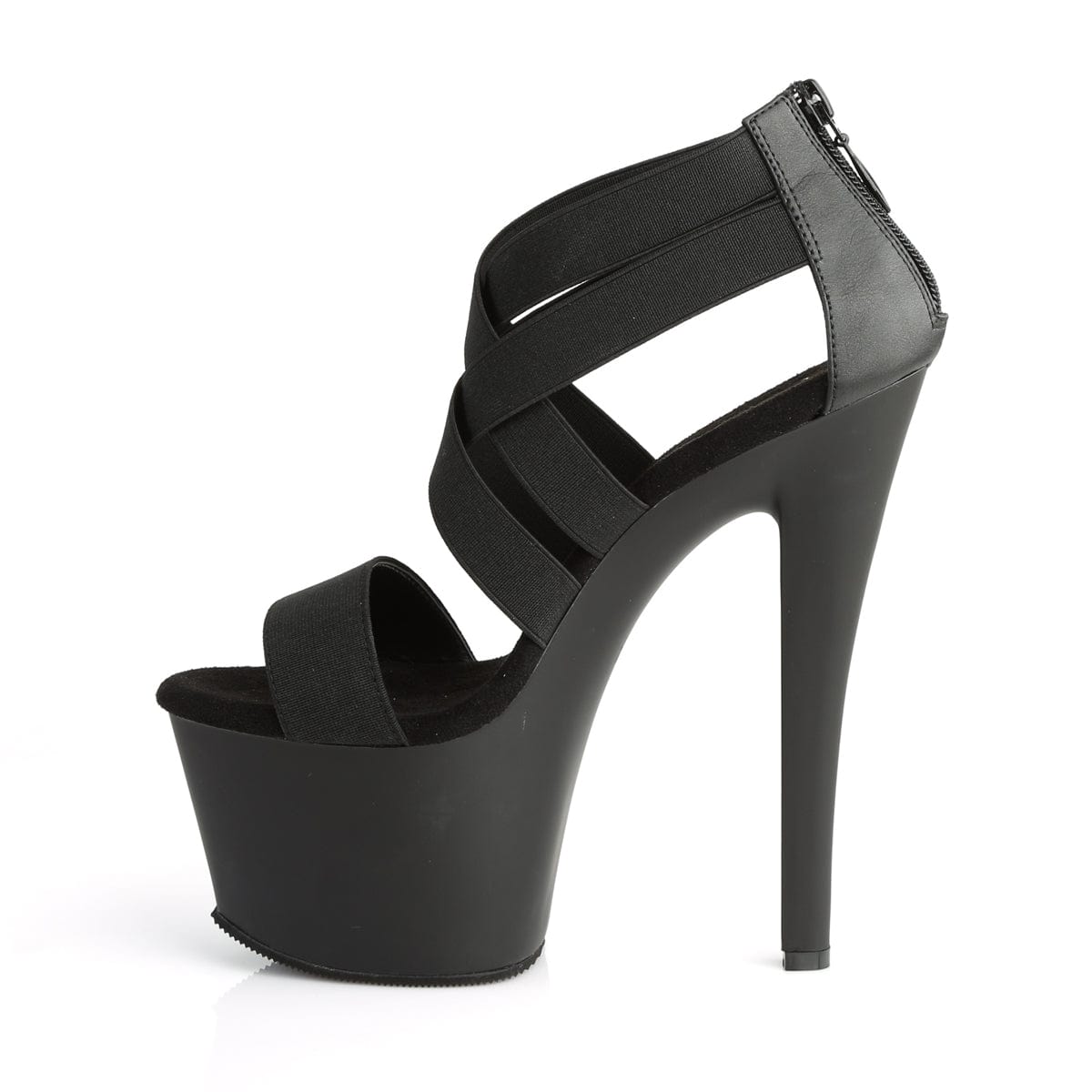 SKY-369 Black Elastic Band/Black Matte Platform Sandal Pleaser US Size (Women's): 5