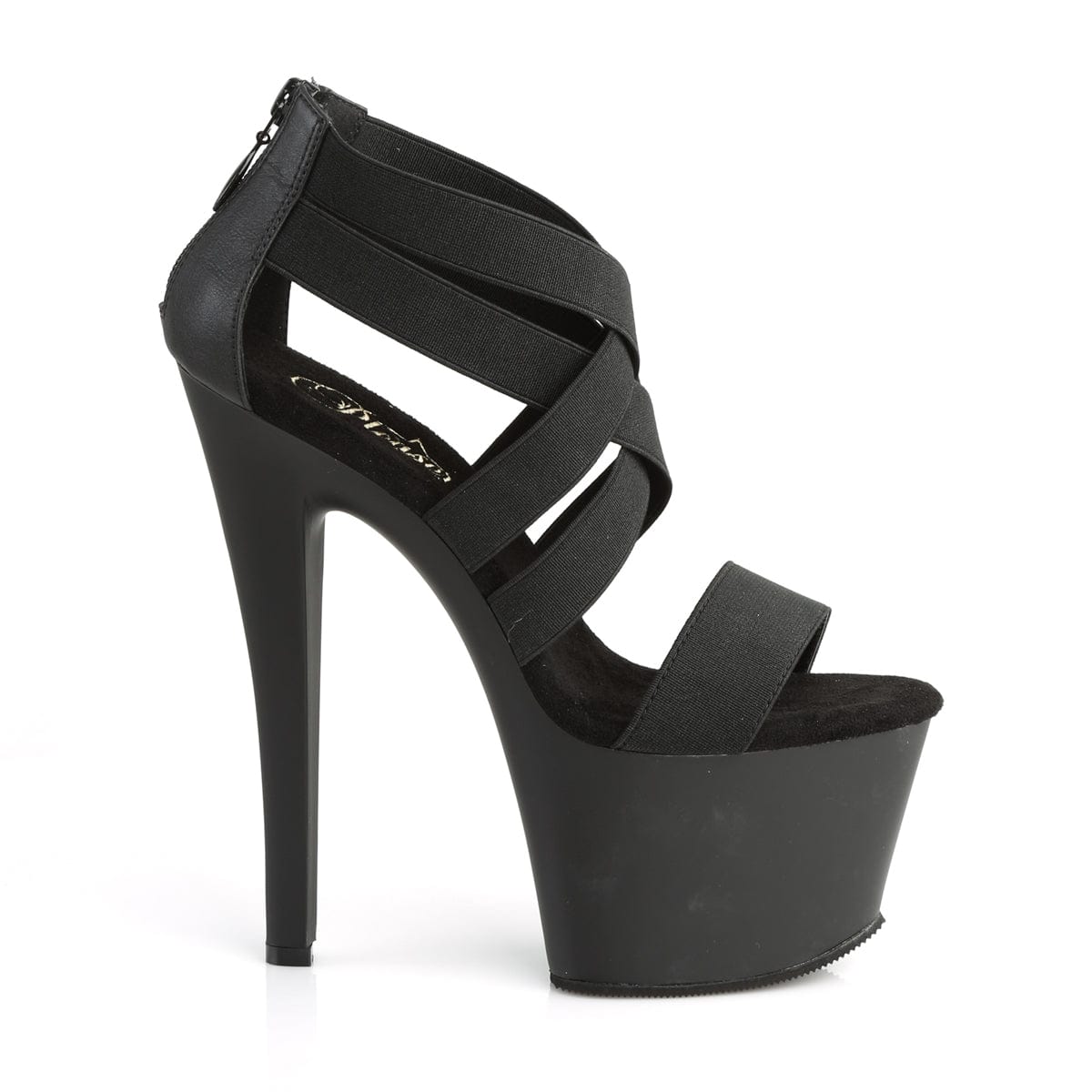 SKY-369 Black Elastic Band/Black Matte Platform Sandal Pleaser US Size (Women's): 5