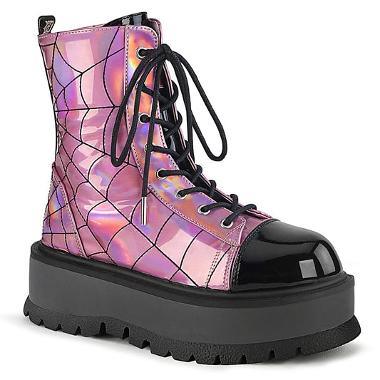 SLACKER-88 Pink Hologram-Black Patent Ankle Boot Demonia US Size (Women's): 6