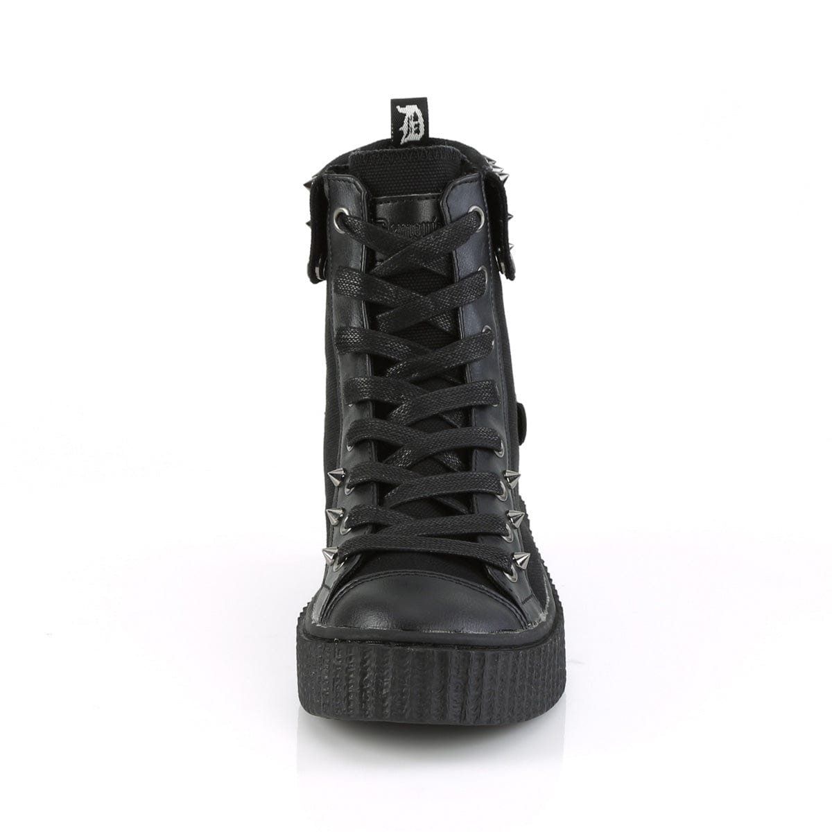 SNEEKER-266 Black Canvas-Vegan Leather Creeper Demonia US Size (Unisex/Men's): 4