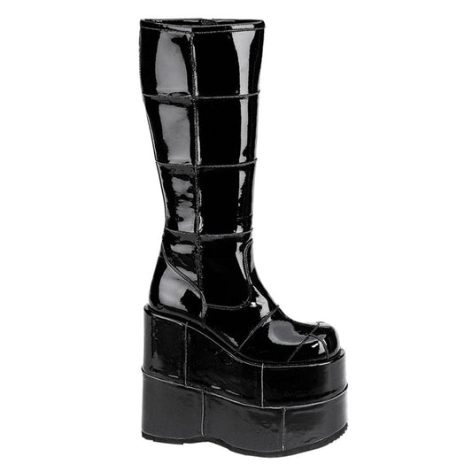 STACK-301 Black Patent 7 Inch Demonia US Size (Unisex/Men's): 4