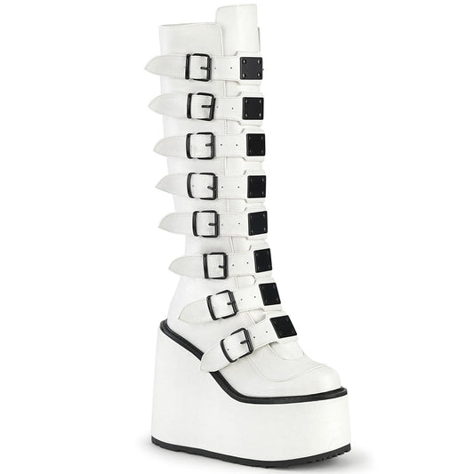 SWING-815 White Vegan Leather Knee Boot Demonia US Size (Women's): 6