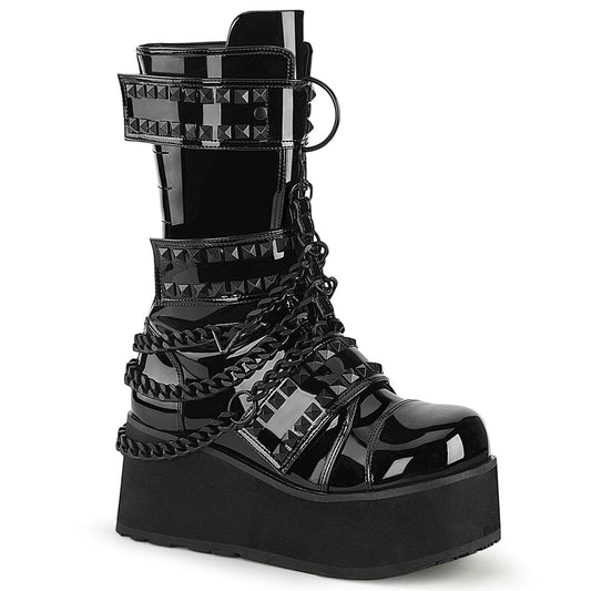 TRASHVILLE-138 Black Patent Mid-Calf Boot Demonia US Size (Unisex/Men's): 4