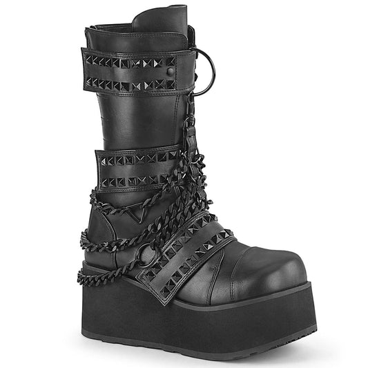 TRASHVILLE-138 Black Vegan Leather Mid-Calf Boot Demonia US Size (Unisex/Men's): 4