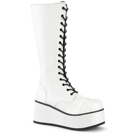 TRASHVILLE-502 White Vegan Leather Knee Boot Demonia US Size (Unisex/Men's): 4