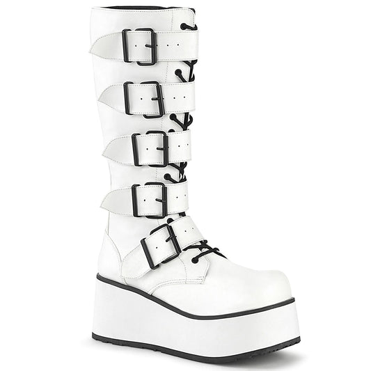 TRASHVILLE-518 White Vegan Leather Knee Boot Demonia US Size (Unisex/Men's): 4