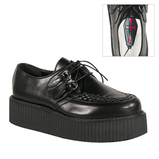 V-CREEPER-502 Black Vegan Leather Creeper Demonia US Size (Unisex/Men's): 4