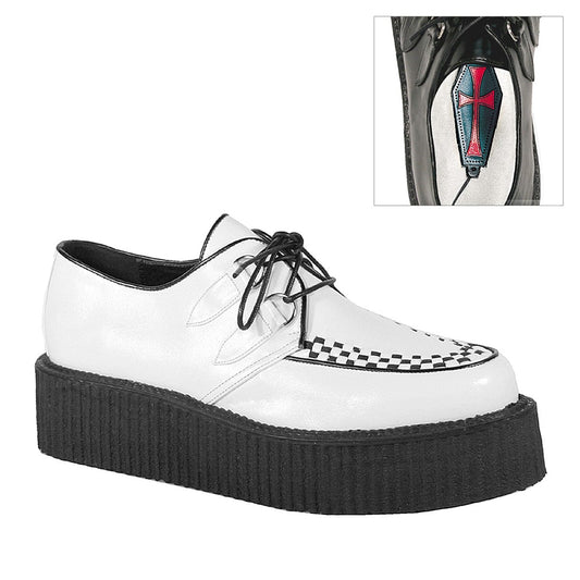 V-CREEPER-502 White Vegan Leather Creeper Demonia US Size (Unisex/Men's): 4