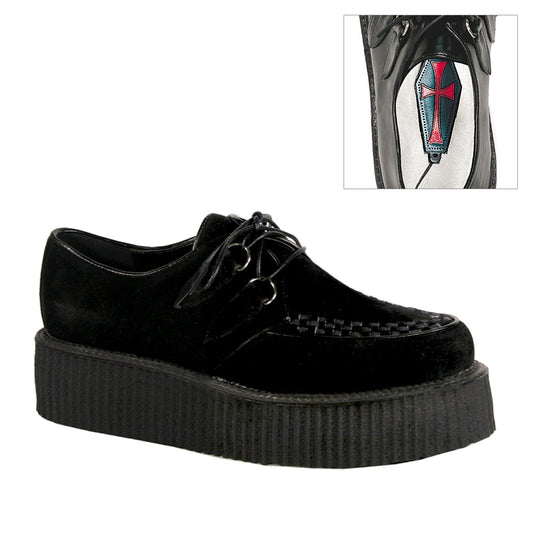 V-CREEPER-502S Black Vegan Suede Creeper Demonia US Size (Unisex/Men's): 4