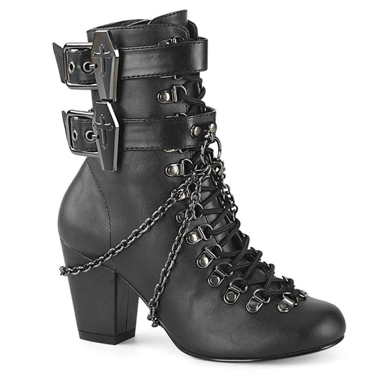 VIVIKA-128 Black Vegan Leather Ankle Boot Demonia US Size (Women's): 6