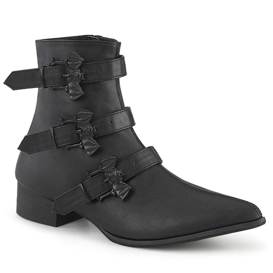 WARLOCK-50-B Black Vegan Leather Ankle Boot Demonia US Size (Unisex/Men's): 4