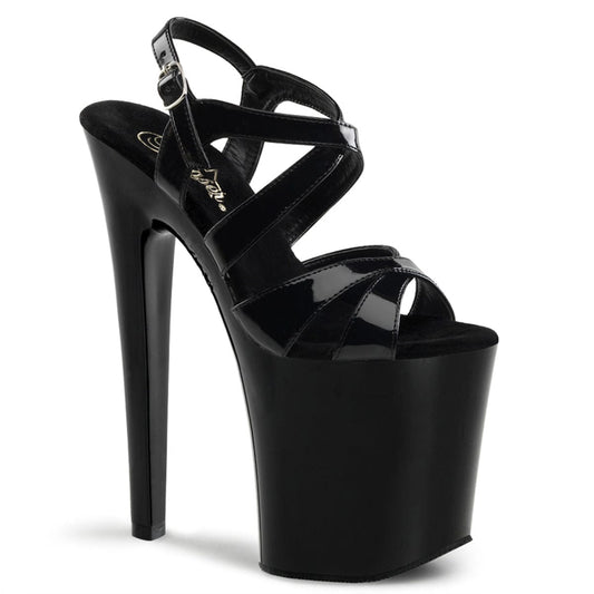 XTREME-872 Black Patent/Black Platform Sandal Pleaser US Size (Women's): 5