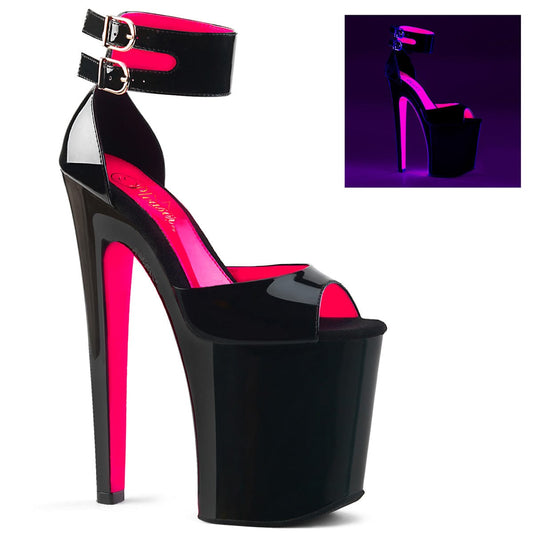 XTREME-875TT Black Patent -Neon Hot Pink/Black Platform Sandal Pleaser US Size (Women's): 5