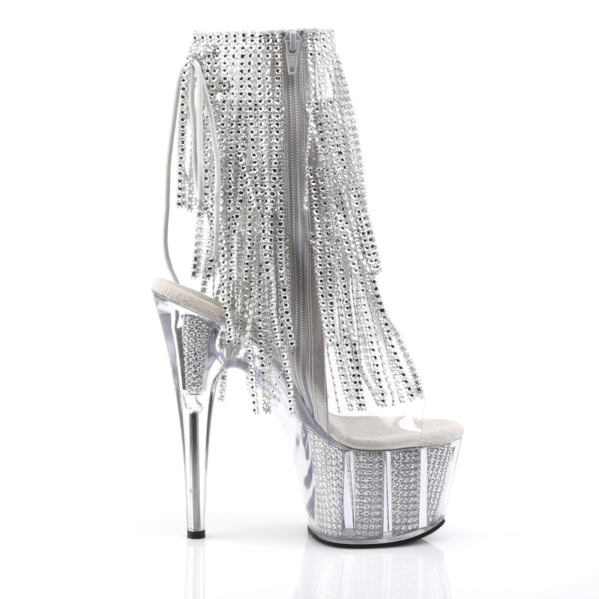 ADORE-1017SRS Clear-Silver Rhinestones/Silver Simulated Rhinestones Ankle Boot Pleaser US Size (Women's): 5