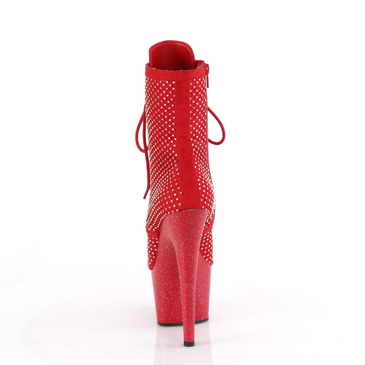 ADORE-1020RM Red Faux Suede-Rhinestones Mesh/Red Matte Pleaser US Size (Women's): 5