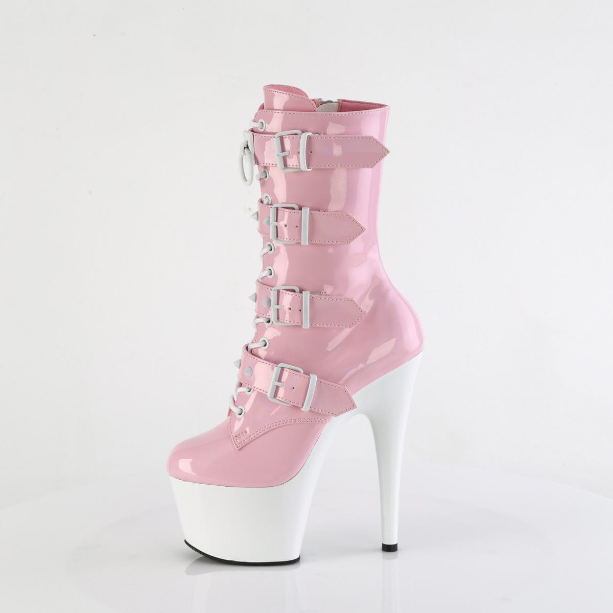 ADORE-1046TT Baby Pink Hologram Patent/White Pleaser US Size (Women's): 5