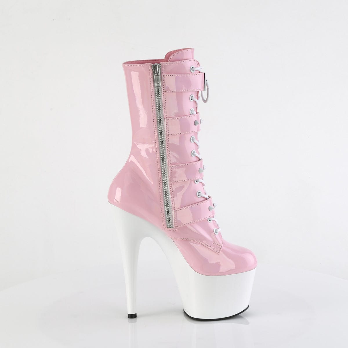 ADORE-1046TT Baby Pink Hologram Patent/White Pleaser US Size (Women's): 5