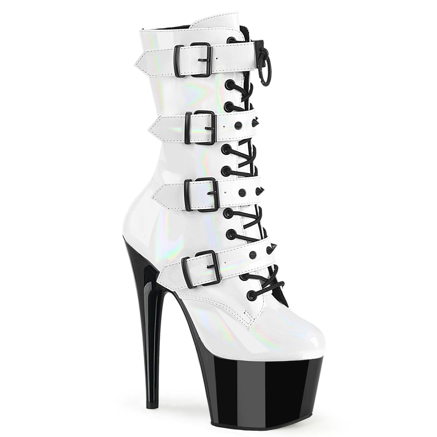 ADORE-1046TT White Hologram Patent/Black Pleaser US Size (Women's): 5