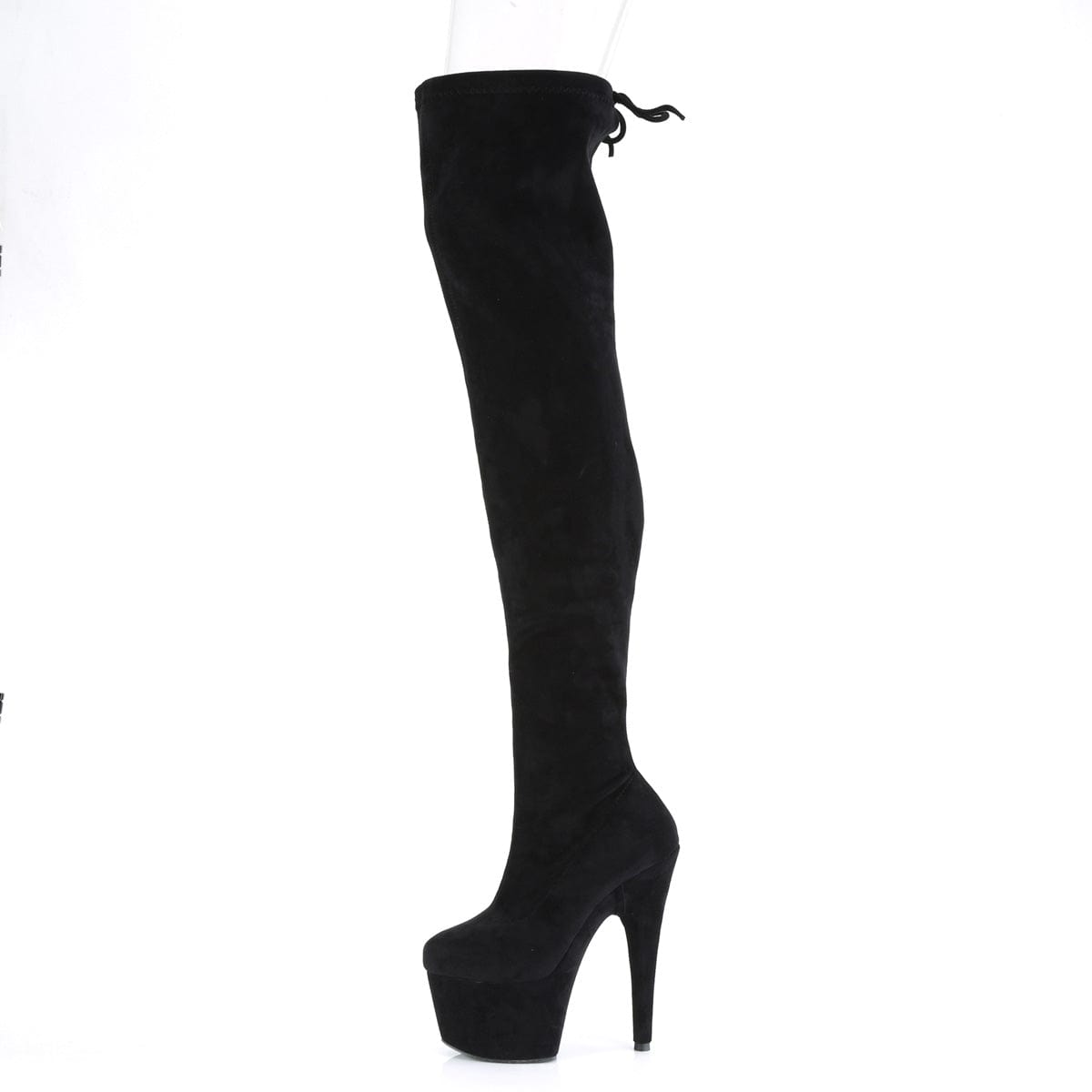 ADORE-3008 Black Stretch Faux Suede/Black Faux Suede Boot Pleaser US Size (Women's): 5