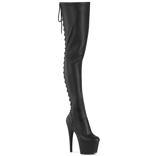 ADORE-3850 Black Stretch Faux Leather/Black Matte Pleaser US Size (Women's): 5