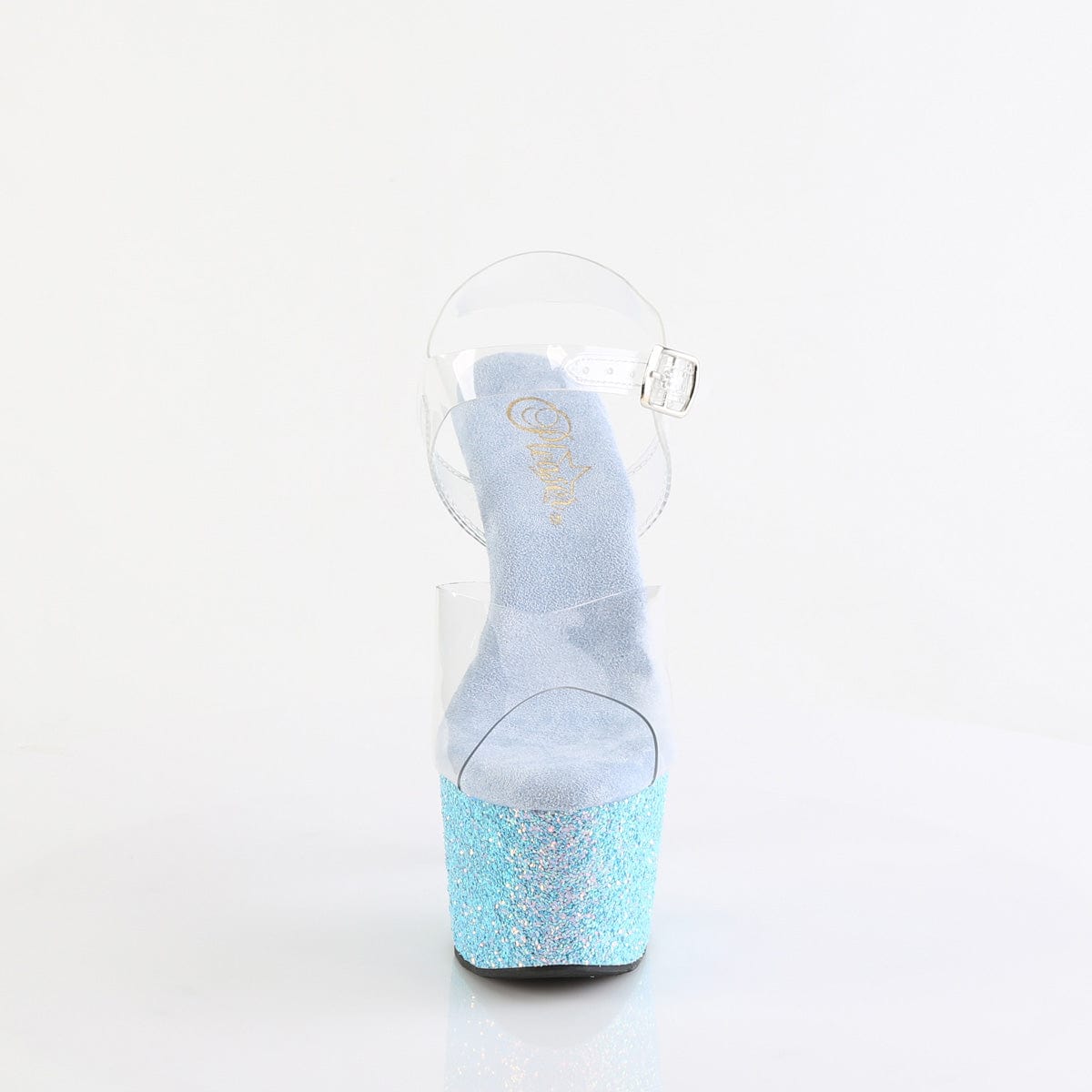 ADORE-708LG Clear/Baby Blue Glitter Pleaser US Size (Women's): 5