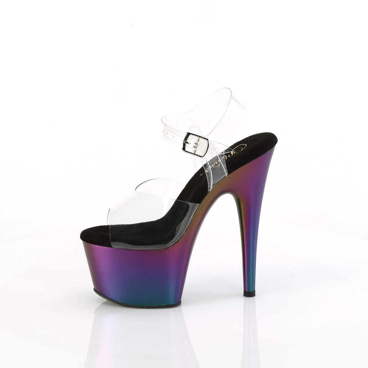 ADORE-708MCH Clear/PurpLeather-Green Matte Chrome Pleaser US Size (Women's): 5