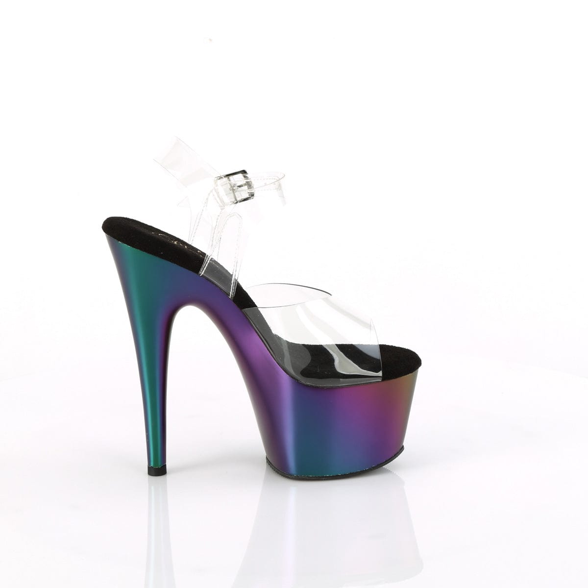 ADORE-708MCH Clear/PurpLeather-Green Matte Chrome Pleaser US Size (Women's): 5