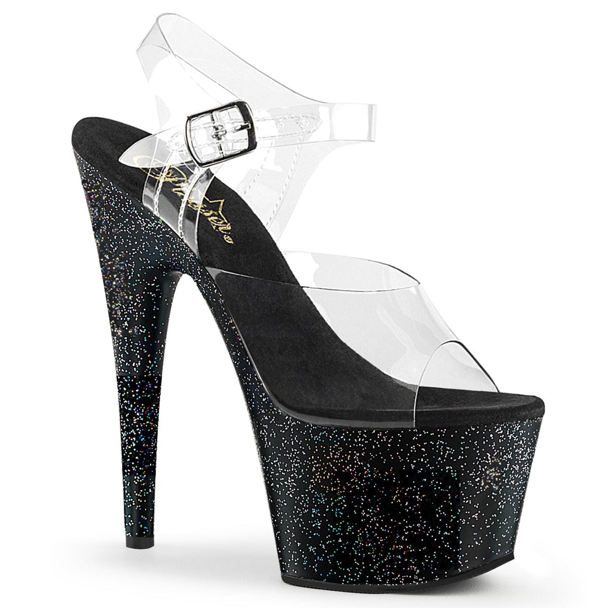 ADORE-708MG Clear/Black Platform Sandal Pleaser US Size (Women's): 5