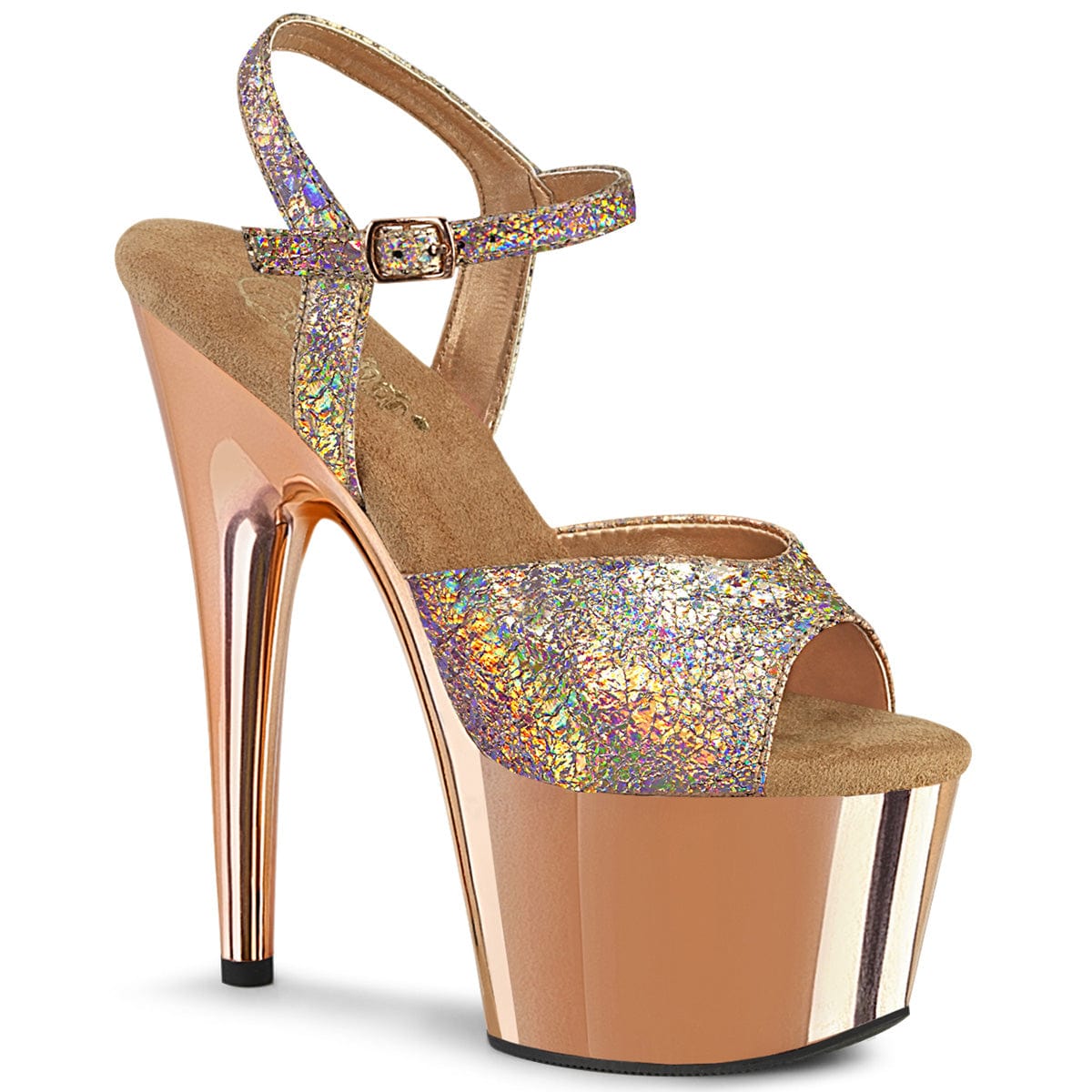 ADORE-709HM Rose Gold Hologram Metallic Pu/Rose Gold Chrome Pleaser US Size (Women's): 5