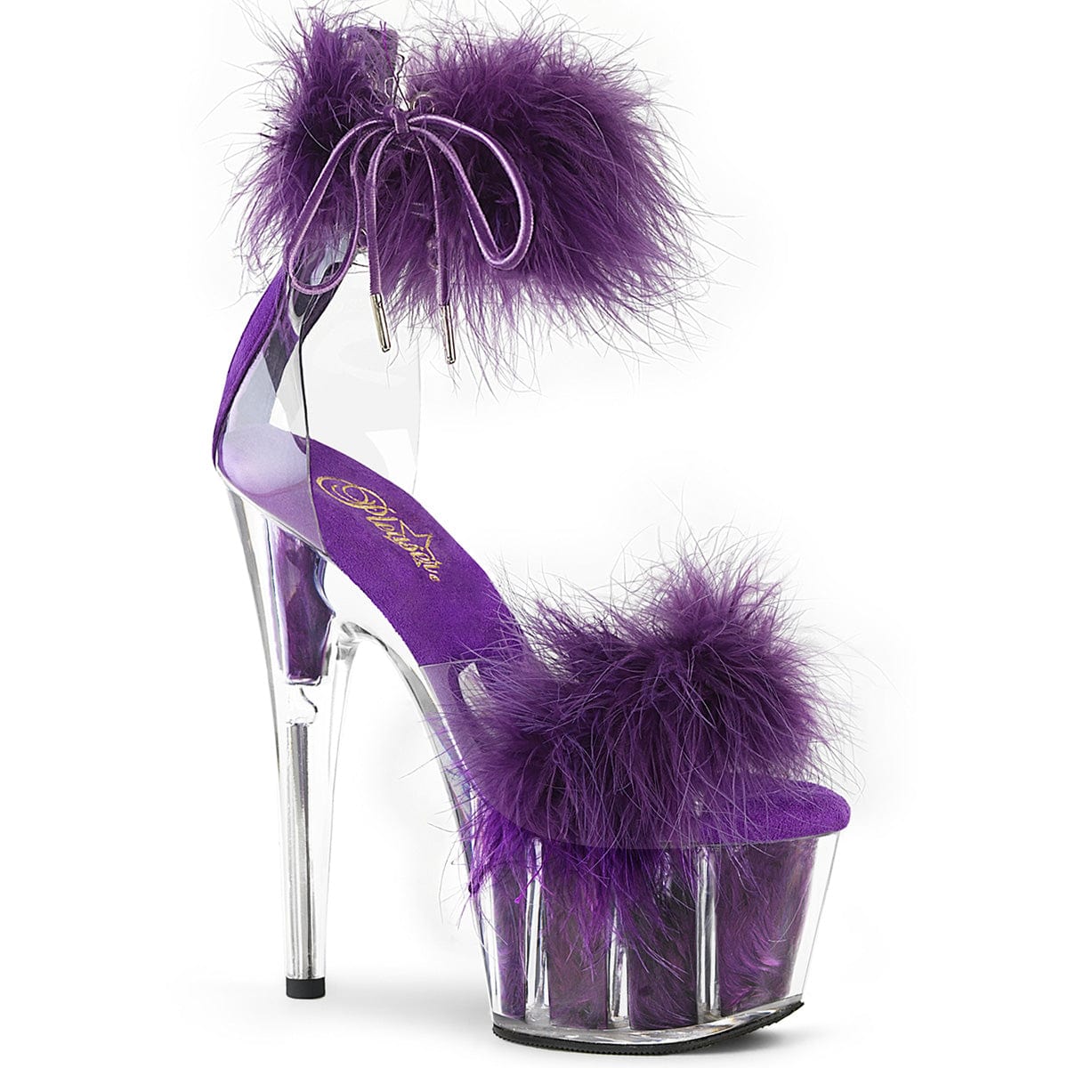 ADORE-724F Clear Purple Fur Sandals Pleaser US Size (Women's): 5