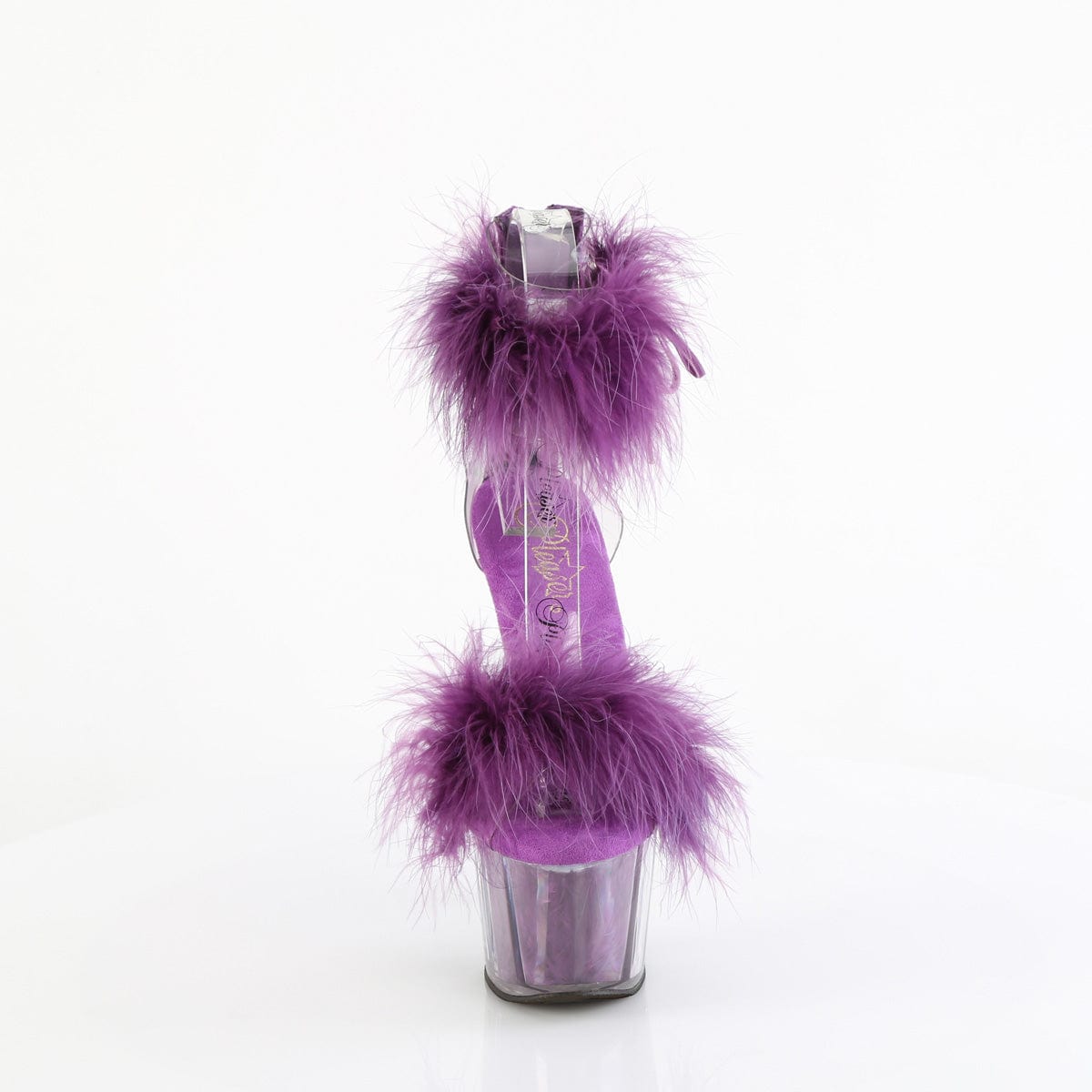 ADORE-724F Clear Purple Fur Sandals Pleaser US Size (Women's): 5