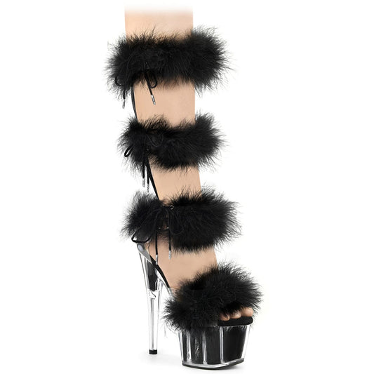 ADORE-728F Clear-Black Fur/M Pleaser US Size (Women's): 5