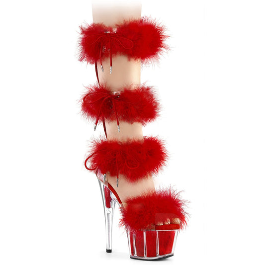 ADORE-728F Clear-Red Fur/M Pleaser US Size (Women's): 5