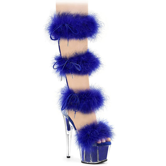 ADORE-728F Clear-Royal Blue Fur/M Pleaser US Size (Women's): 5