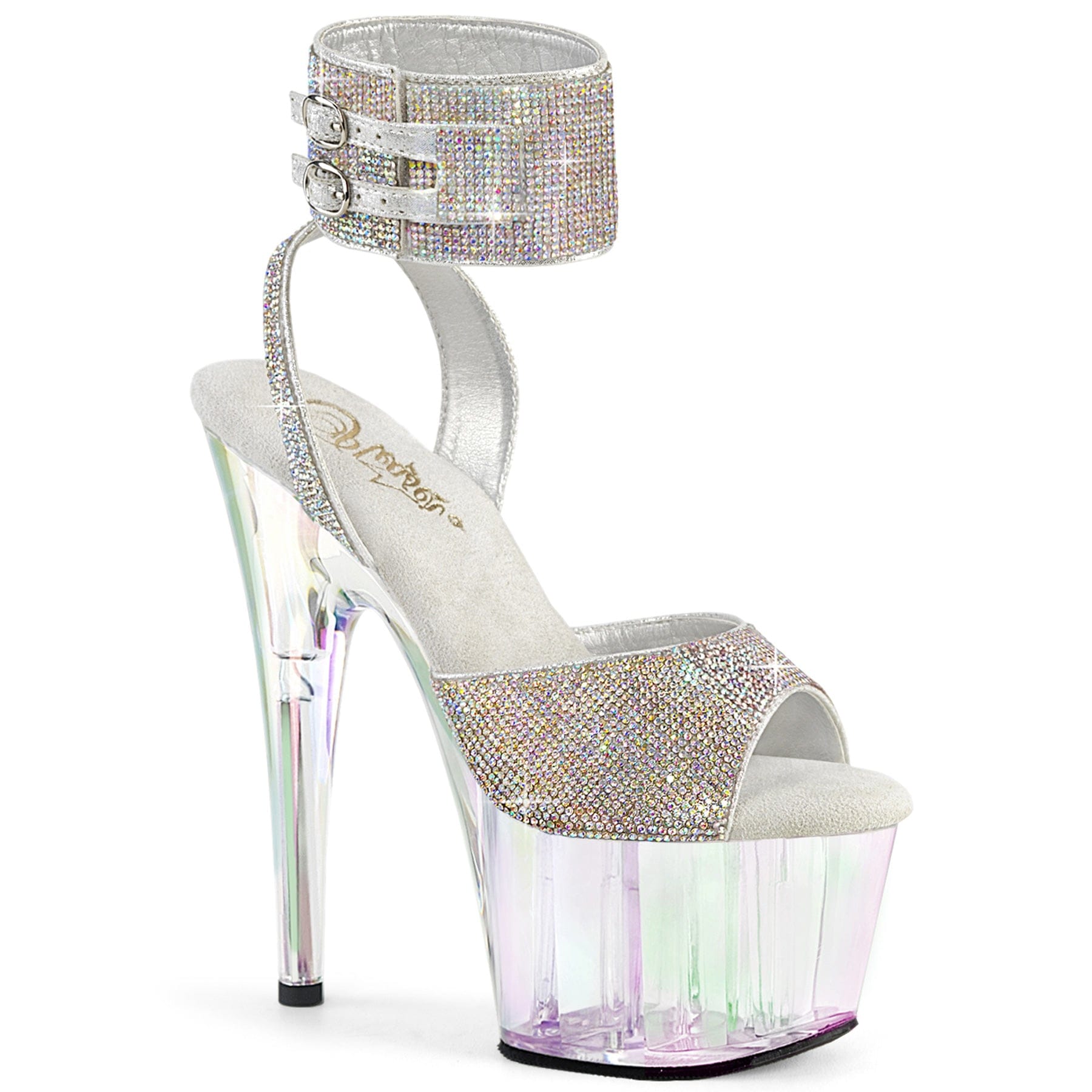 ADORE-791HTRS Silver AB Rhinestones-TPU/ Hologram Tinted Pleaser US Size (Women's): 5