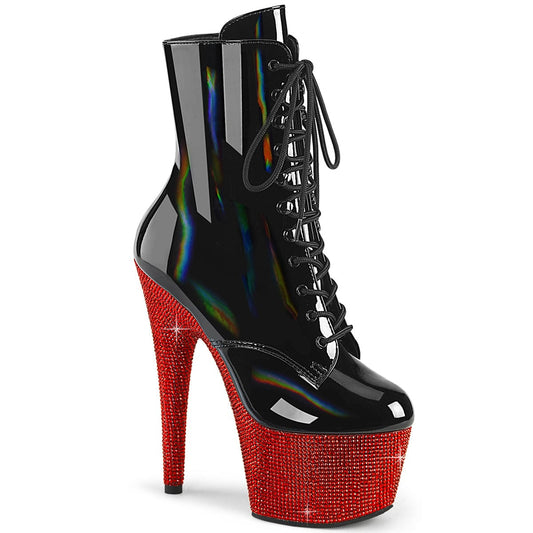 BEJEWELED-1020-7 Black Hologram Patent/Red Rhinestones Pleaser US Size (Women's): 5