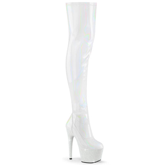 BEJEWELED-3000-7 White Stretch Hologram Patent/White Rhinestones Pleaser US Size (Women's): 5