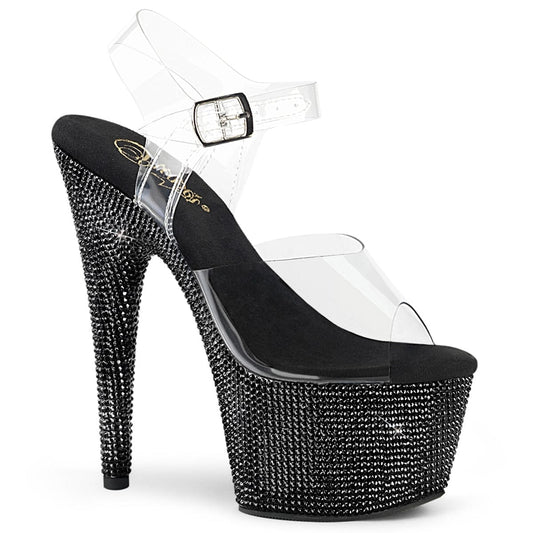 BEJEWELED-708DM Clear/Black Rhinestones Shoes Pleaser US Size (Women's): 5