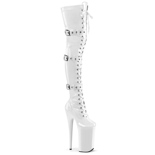 BEYOND-3028 White Stretch Patent/White Pleaser US Size (Women's): 5