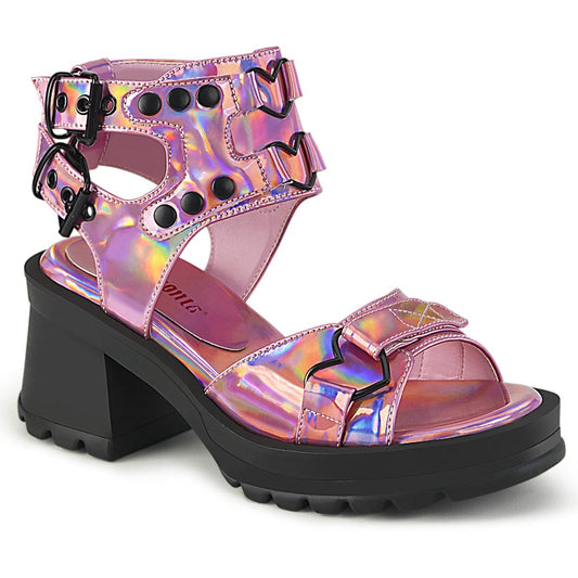 BRATTY-07 Pink Hologram Patent Demonia US Size (Women's): 6