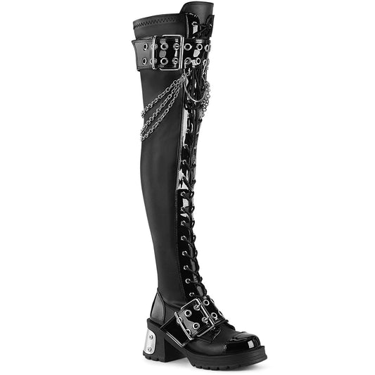 BRATTY-304 Black Stretch Vegan Leather Demonia US Size (Women's): 6